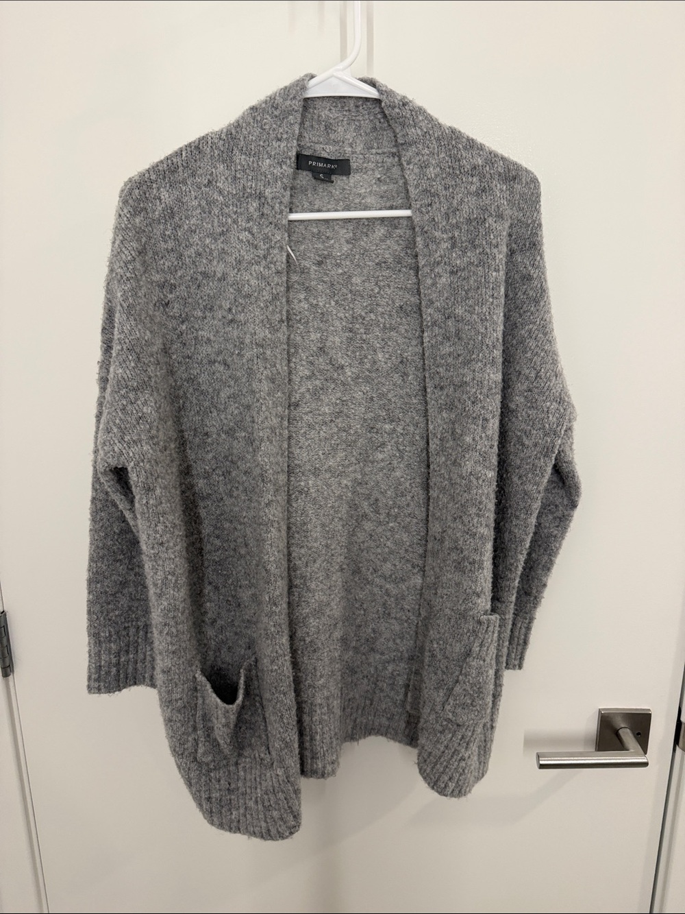 Primark Gray Open-Front Chunky Knit Cardigan
